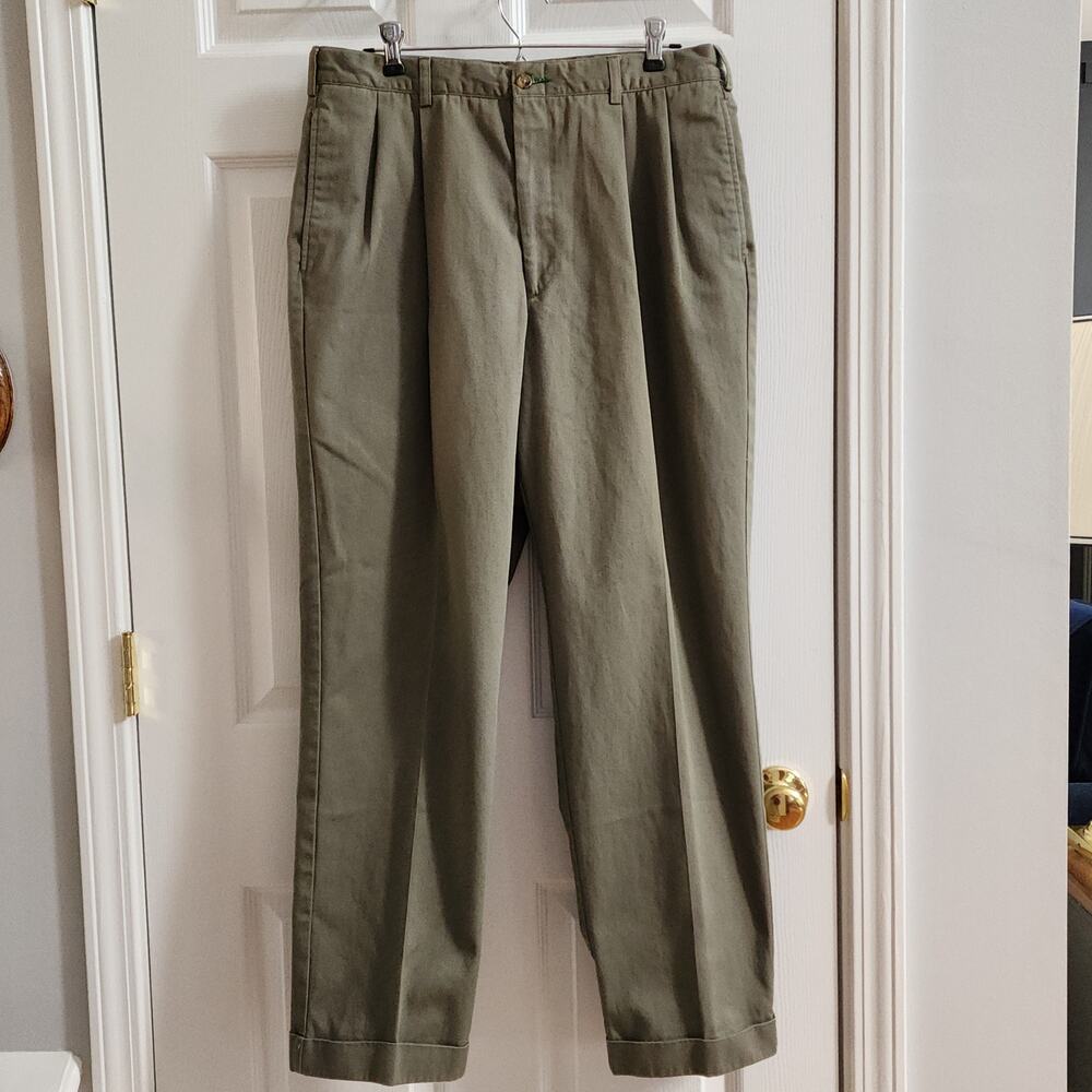 Vintage Tommy Hilfiger Olive Pleated Chinos 34x30